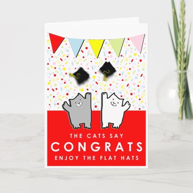 Funny Graduation Cats Congrats Card (Front)