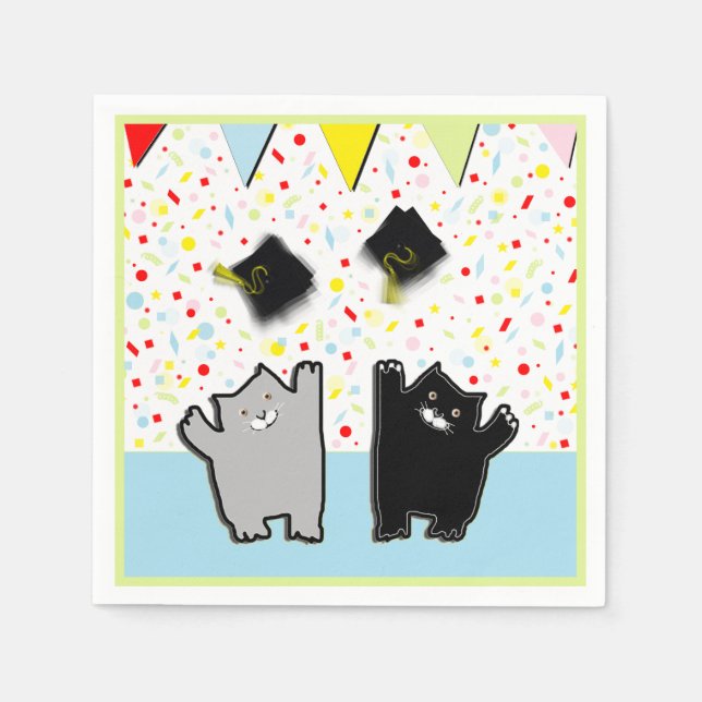 Funny Graduation Cats Party Napkin (Front)