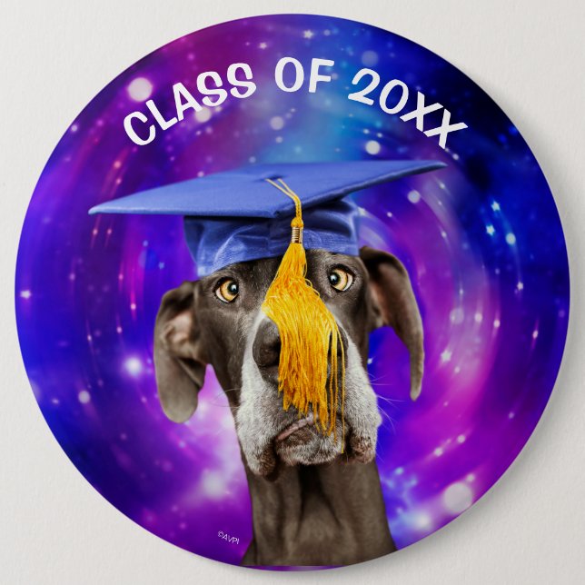 Funny Graduation Dog Wearing Hat 6 Cm Round Badge (Front)