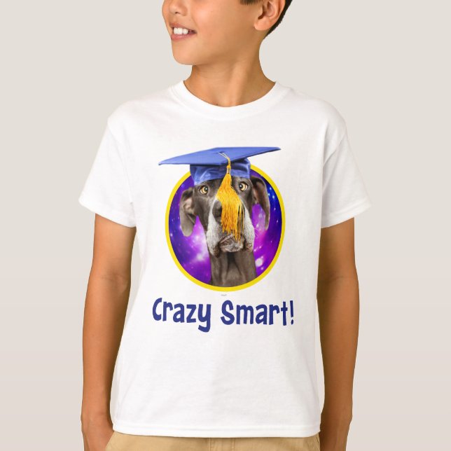 Funny Graduation Dog Wearing Hat T-Shirt (Front)