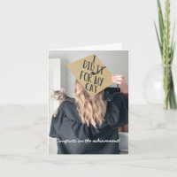 Funny Graduation From the Cat Folded Greeting Card