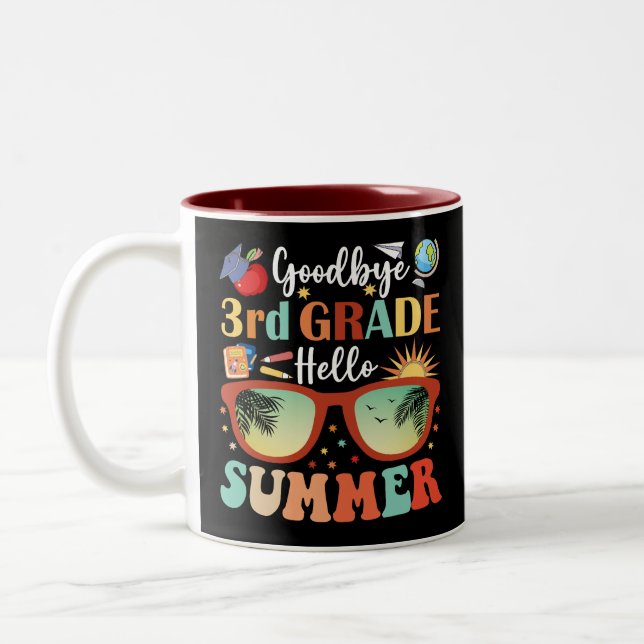 Funny Graduation Goodbye 3rd Grade Hello Summer Two-Tone Coffee Mug (Left)
