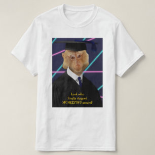 Funny Graduation Monkey Macaque Yearbook Custom T-Shirt
