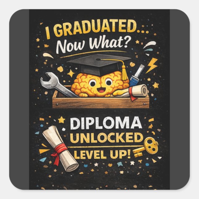 Funny Graduation Shirt – I Graduated Now What Square Sticker (Front)