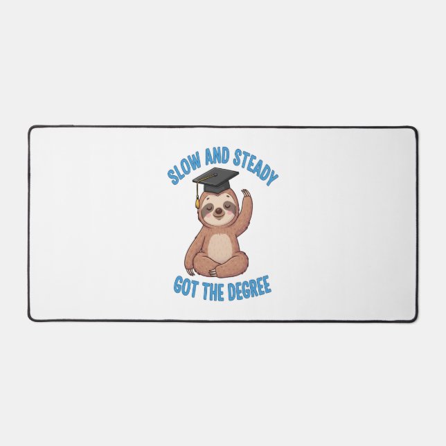 Funny Graduation Sloth Desk Mat (Front)