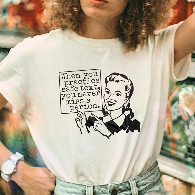 Funny Grammar Nerd | Retro Practice Safe Text T-Shirt (Creator Uploaded)