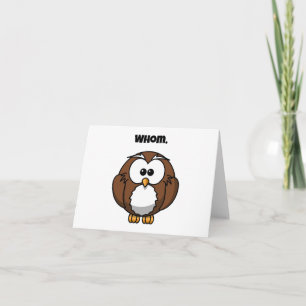Funny Grammar Owl Cartoon for Writers & Word Nerds Card