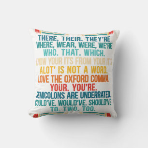 Funny Grammar Police Grammar Nazy English Writing Cushion
