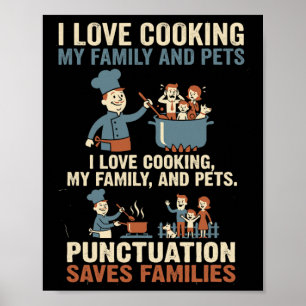 Funny Grammar Punctuation Saves Families English T Poster
