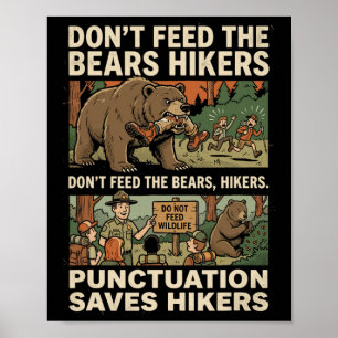 Funny Grammar Punctuation Saves Hikers English Tea Poster