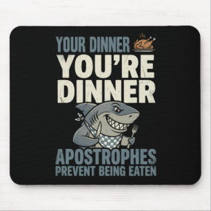 Funny Grammar Shark English Teacher Punctuation Hu Mouse Pad