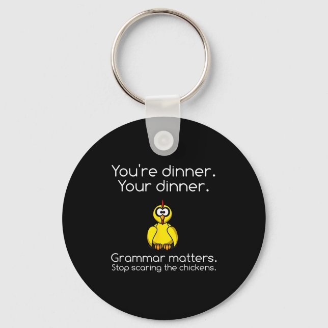Funny Grammar - Stop Ing The Chickens Shirts  Key Ring (Front)