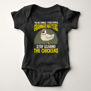 Funny Grammar Teacher Chicken Farming Humour Baby Bodysuit