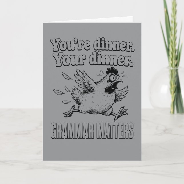 Funny Grammar You're Dinner Your Dinner Grammar Card (Front)