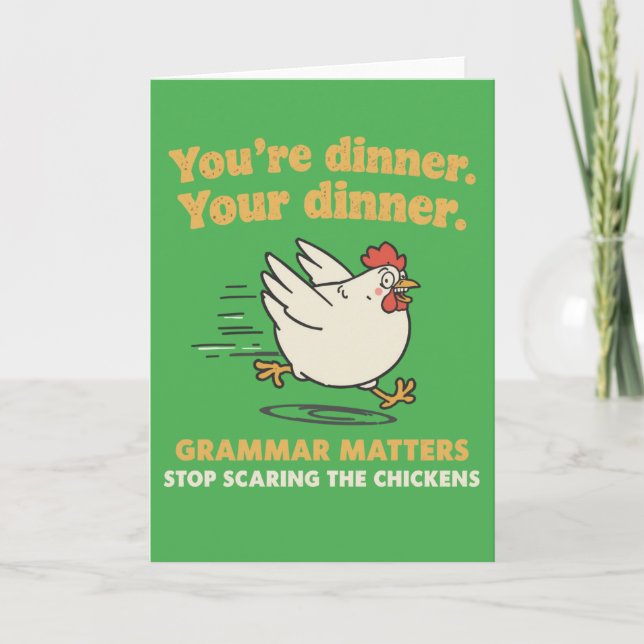 Funny Grammar You're Dinner Your Dinner Grammar Card (Front)