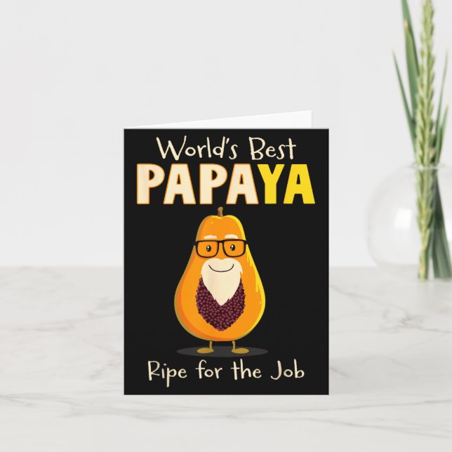 Funny Grandfather World's Papa Papaya Pun  Card (Front)