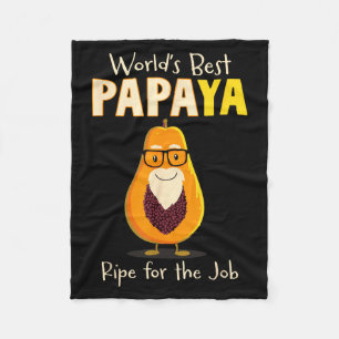 Funny Grandfather World's Papa Papaya Pun  Fleece Blanket