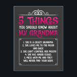 Funny Grandkids Grandchildren Best Grandma Postcard<br><div class="desc">Funny Grandkids Grandchildren Best Grandma. 5 things you should know about my Grandma. Funny Grandmother Gift from granddaughter and grandson.</div>