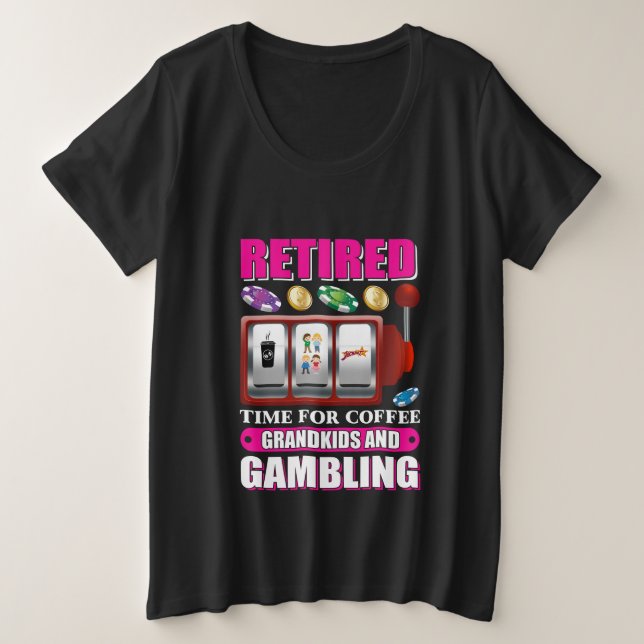 Funny Grandkids retired word art gambling Plus Size T-Shirt (Design Front)