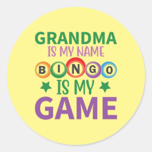 funny Grandma Bingo word art gambling Classic Round Sticker