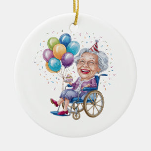 Funny Grandma Birthday Gift for Elderly Aunt Ceramic Tree Decoration