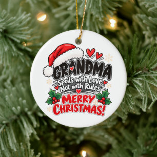 Funny Grandma Christmas Spoils With Love Gift Ceramic Tree Decoration