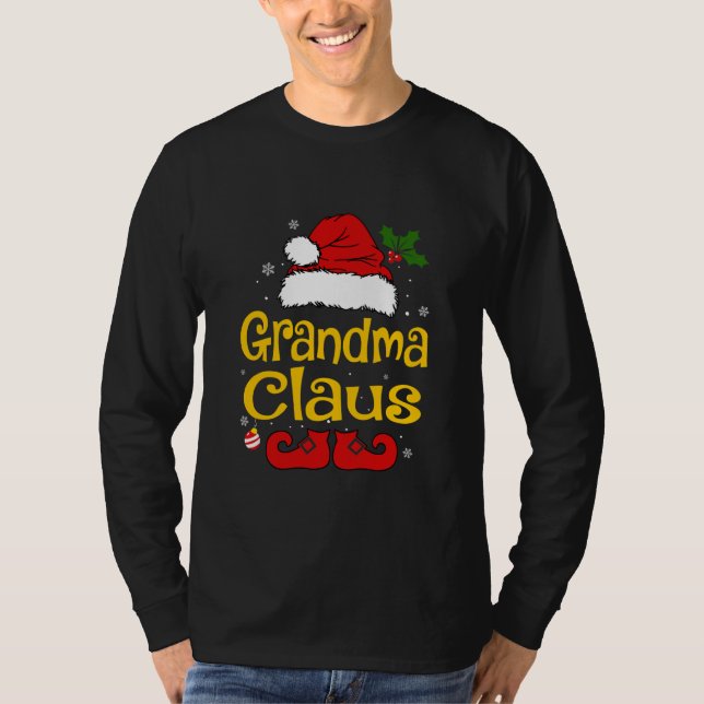 Funny Grandma Claus Christmas Pyjamas Santa T-Shirt (Front)