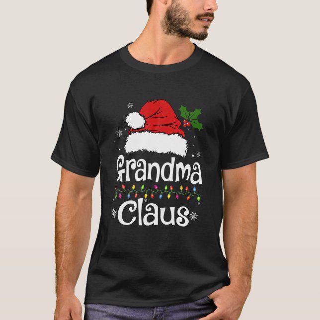 Funny Grandma Claus Christmas Pyjamas Santa T-Shirt (Front)