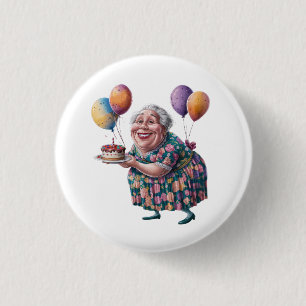 Funny Grandma Floral Dress Bday Art 3 Cm Round Badge