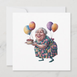 Funny Grandma Floral Dress Bday Art Invitation