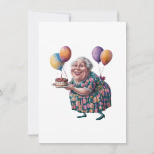 Funny Grandma Floral Dress Bday Art Thank You Card
