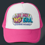 Funny Grandma In My No Era Grandkids Excluded Trucker Hat<br><div class="desc">Embrace the hilarious reality of modern grandparenting with this vibrant, pop-art-inspired design. Featuring a bold "In My 'No' Era" headline, this graphic is a playful nod to the popular "eras" trend, specifically tailored for the grandma who has officially reached her limit with everyone—except, of course, the grandkids. The aesthetic pulls...</div>