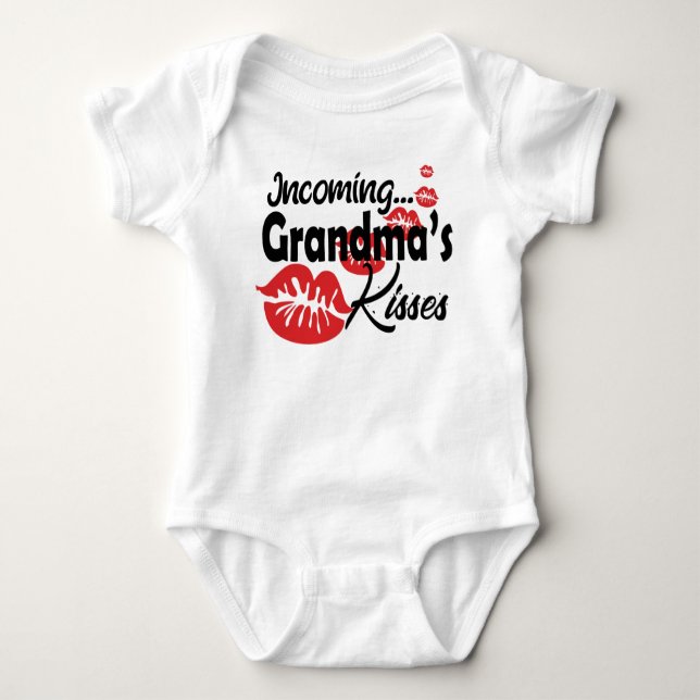 Funny Grandma Kisses    Glass Baby Bodysuit (Front)