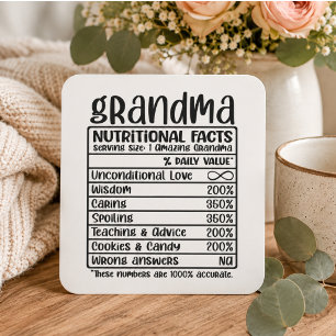 Funny Grandma Nutritional Facts Cute Grandparent Square Sticker