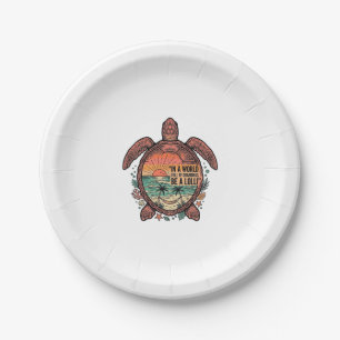 Funny Grandma Turtle Beach Vintage Shirt Design_1 Paper Plate