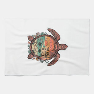 Funny Grandma Turtle Beach Vintage Shirt Design_1 Tea Towel