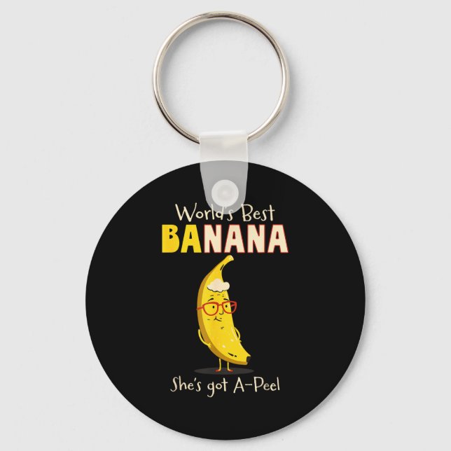 Funny Grandmother World's Nana Banana Pun  Key Ring (Front)