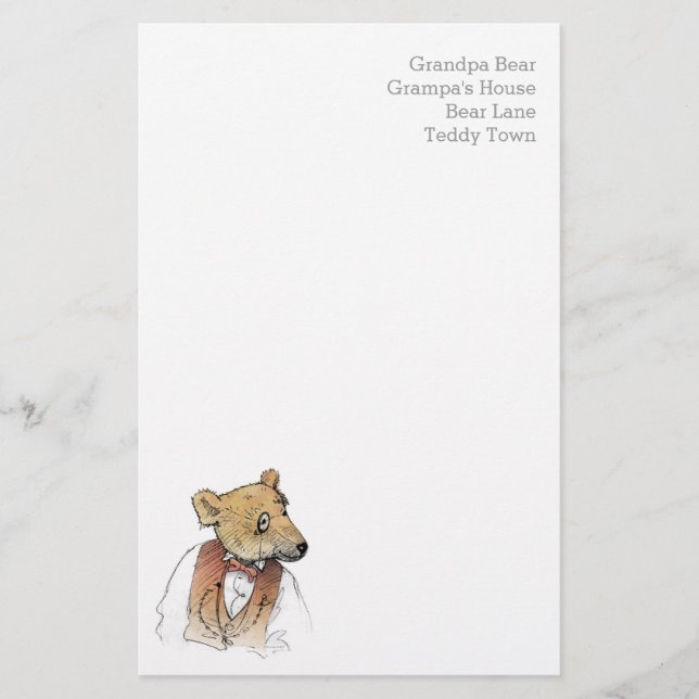 Funny Grandpa Bear Custom Stationery (Front)