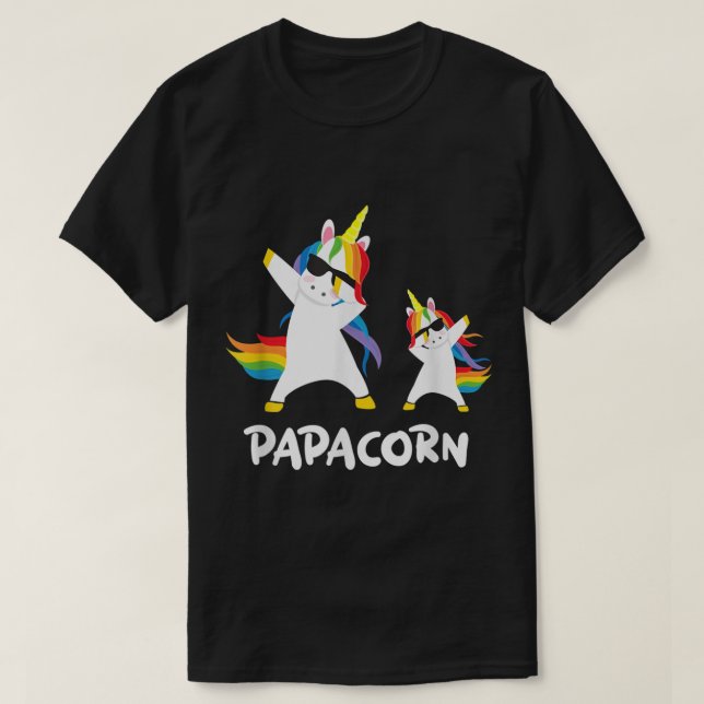 Funny Grandpa Dad Papa Unicorn Papacorn Dab Dabbin T-Shirt (Design Front)