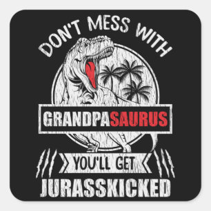 Funny Grandpa Dinosaur Gift Grandpasaurus Dino Square Sticker