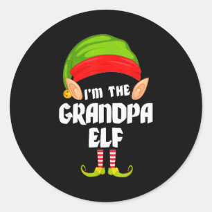 Funny Grandpa Elf Matching Family Group Pj Christm Classic Round Sticker
