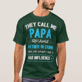 Funny Grandpa Gifts Papa Partner In Crime (2) T-Shirt