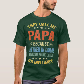 Funny Grandpa Gifts Papa Partner In Crime T-Shirt