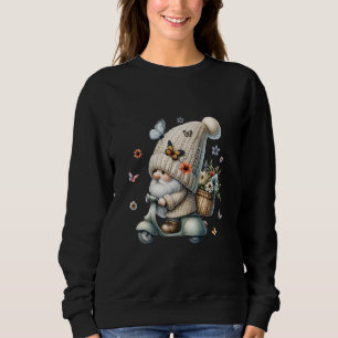 Funny Grandpa Gnome On Retro Scooter With Mini But Sweatshirt
