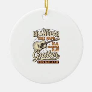 Funny Grandpa Guitar Vintage Engraving Shirt Desig Ceramic Tree Decoration