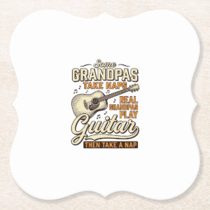 Funny Grandpa Guitar Vintage Engraving Shirt Desig Paper Coaster