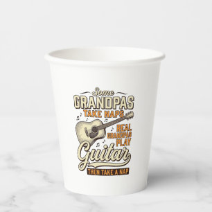 Funny Grandpa Guitar Vintage Engraving Shirt Desig Paper Cups