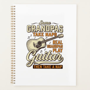 Funny Grandpa Guitar Vintage Engraving Shirt Desig Planner