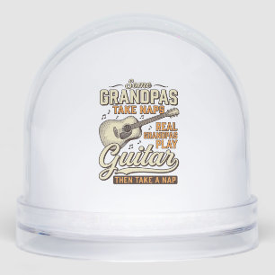 Funny Grandpa Guitar Vintage Engraving Shirt Desig Snowglobe