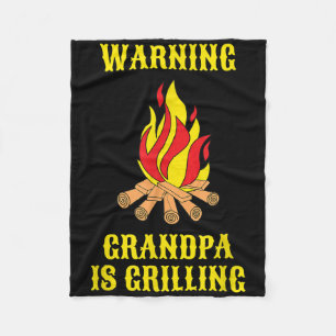 Funny Grandpa Is Grilling Gift Fathers Day Bbq Gif Fleece Blanket